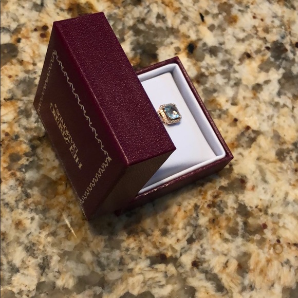 Aquamarine Pendant Rose Gold chain w. Diamonds - Picture 2 of 3